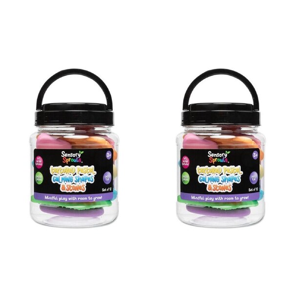 2x 12pc Sensory Sprouts Textured Calming Shapes & Stones Kids Toy Pastel