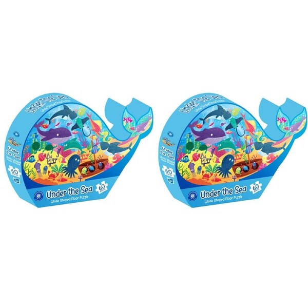 2x 60pc Learning Can Be Fun Kids Floor Puzzle Set Under the Sea: Whale
