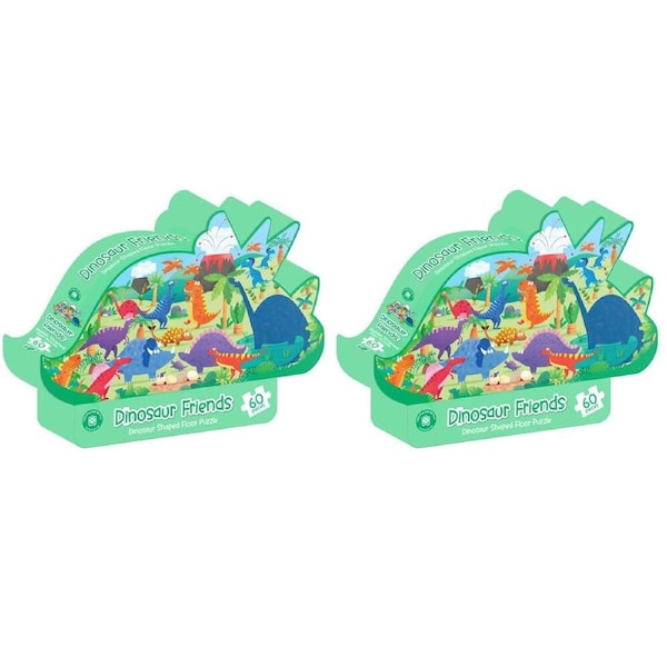 2x 60pc Learning Can Be Fun Kids Floor Puzzle Set Dinosaur Friends