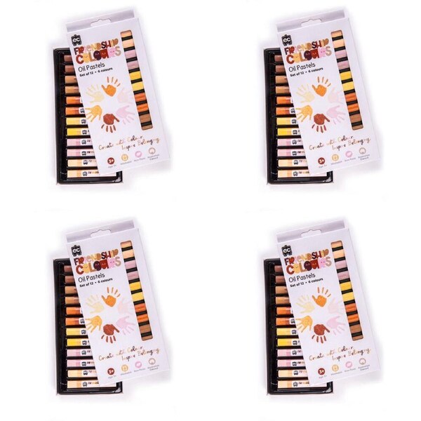4x 12pc Educational Colours Friendship Colour Oil Pastels Pack Skin ...