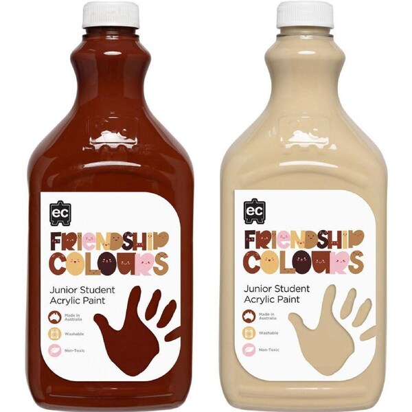 2pc Educational Colours Friendship Skin Tone Acrylic Paint 2L Olive/Mahogany