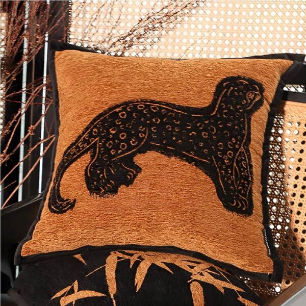 SOGA 2X 45cm Stylish Golden Yellow Black Leopard Pattern Throw Pillow
