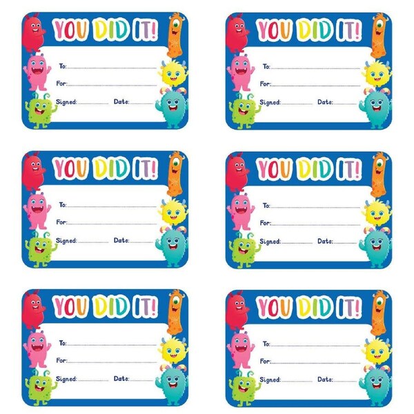 6x 30pc Learning Can Be Fun Giggle & Grow You Did It Certificates A5
