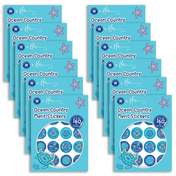 12x 160pc Learning Can Be Fun Ocean Country Merit Sticker Book 29mm