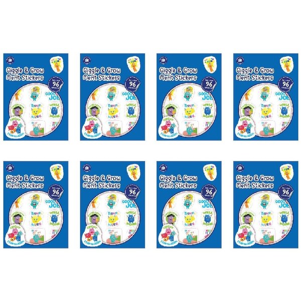 8x 96pc Learning Can Be Fun Giggle & Grow Merit Sticker Book Multicoloured