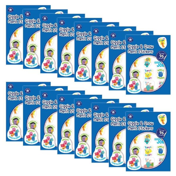 16x 96pc Learning Can Be Fun Giggle & Grow Merit Sticker Book Multicoloured