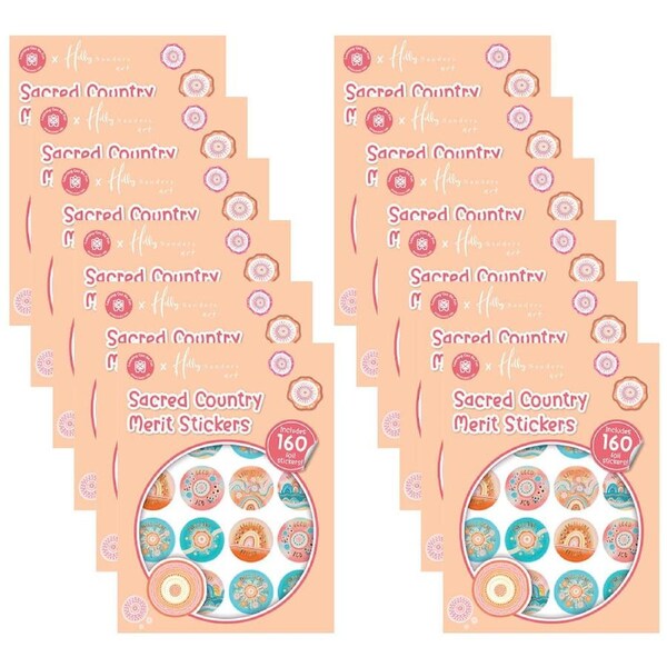 12x 160pc Learning Can Be Fun Sacred Country Merit Sticker Book 29mm