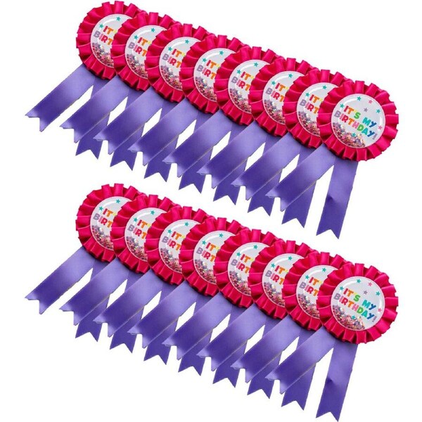 16PK Learning Can Be Fun Giggle & Grow Birthday Badge 8x16cm Pink