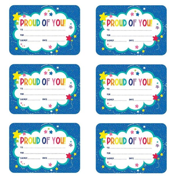 6x 30pc Learning Can Be Fun Giggle & Grow Proud of You Certificates A5