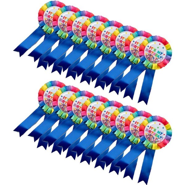 16PK Learning Can Be Fun Giggle & Grow Birthday Badge 8x16cm Rainbow