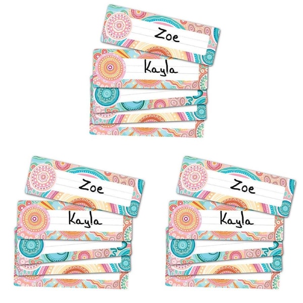 3x 30pc Learning Can Be Fun Sacred Country Adhesive Name Plates 24x8cm