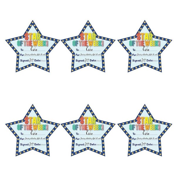 6x 30pc Learning Can Be Fun Giggle & Grow Star of the Week Certificates 17x16cm