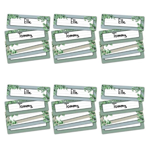 6x 30pc Learning Can Be Fun Eucalyptus Essentials Adhesive Name Plates 24x8cm