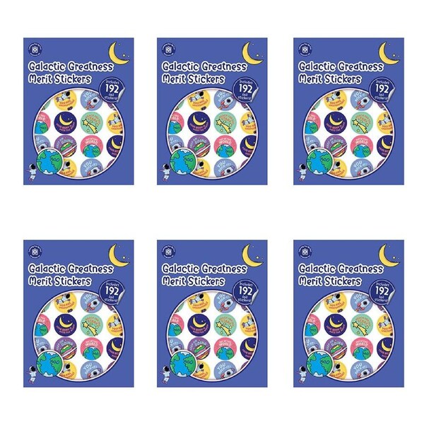 6x 192pc Learning Can Be Fun Galactic Greatness Merit Sticker Book 28mm