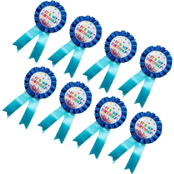 8PK Learning Can Be Fun Giggle & Grow Birthday Badge 8x16cm Blue