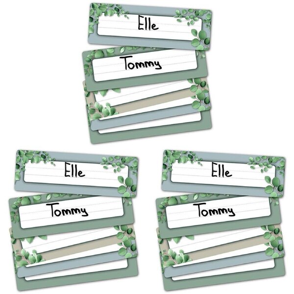 3x 30pc Learning Can Be Fun Eucalyptus Essentials Adhesive Name Plates 24x8cm