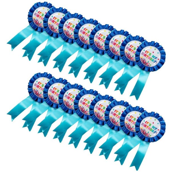 16PK Learning Can Be Fun Giggle & Grow Birthday Badge 8x16cm Blue