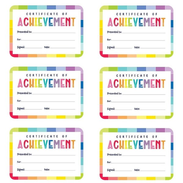 6x 30pc Learning Can Be Fun Giggle & Grow Achievement Certificates A5