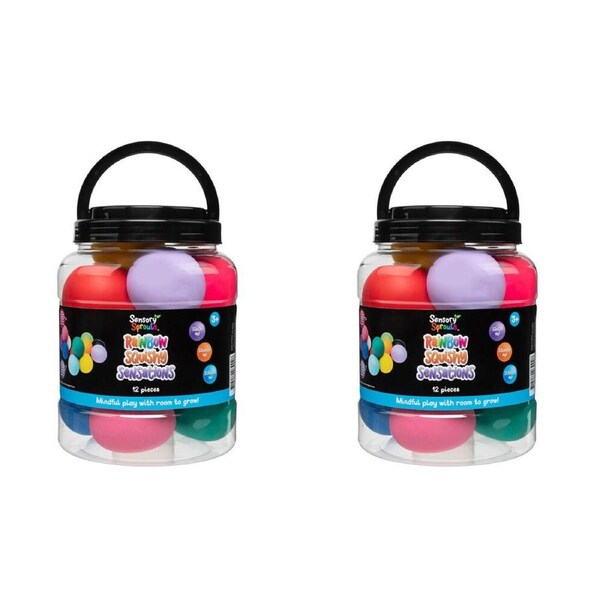 2x 12pc Sensory Sprouts Rainbow Squishy Sensations Jar Kids Toy Multicoloured