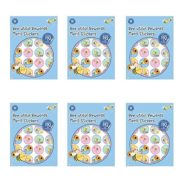 6x 192pc Learning Can Be Fun Bee-utiful Rewards Merit Sticker Book 28mm