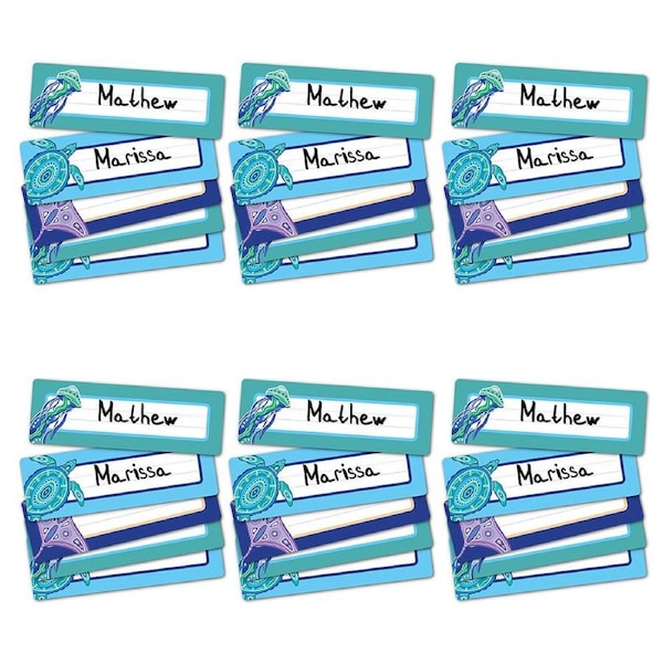 6x 30pc Learning Can Be Fun Ocean Country Adhesive Name Plates 24x8cm