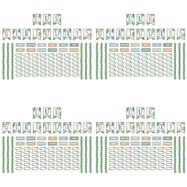 4x 78pc Learning Can Be Fun Eucalyptus Essentials Birthday Bulletin Board Set