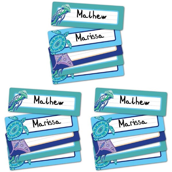 3x 30pc Learning Can Be Fun Ocean Country Adhesive Name Plates 24x8cm