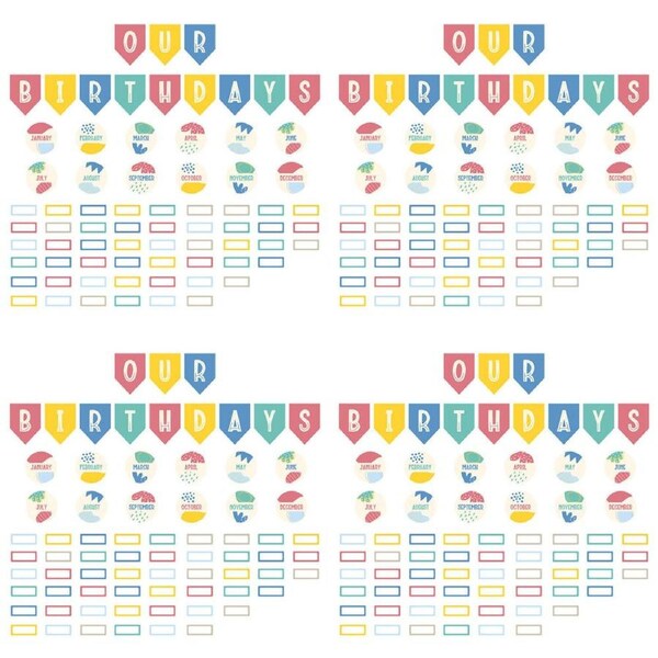 4x 72pc Learning Can Be Fun Birthday Bulletin Board Set Growing Minds