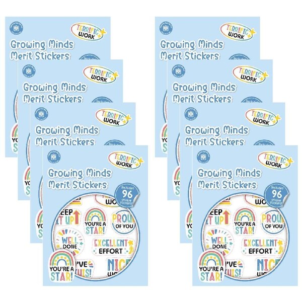 8x 96pc Learning Can Be Fun Growing Minds Merit Sticker Book Multicoloured