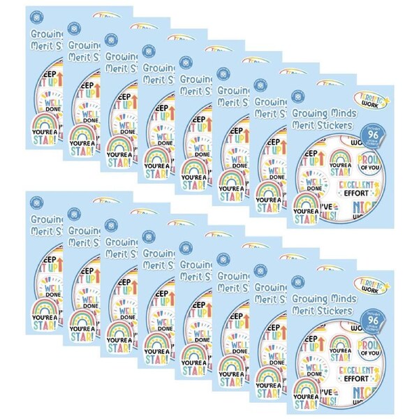 16x 96pc Learning Can Be Fun Growing Minds Merit Sticker Book Multicoloured