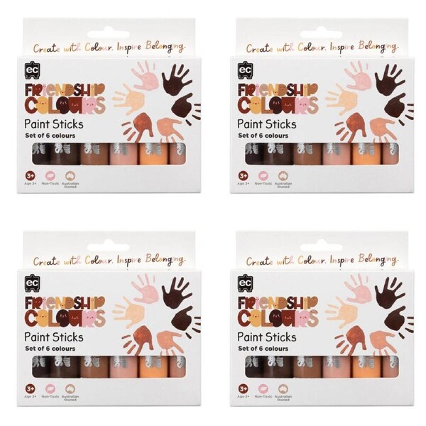 4x 6pc Educational Colours Friendship Colour Paint Sticks Skin Tone