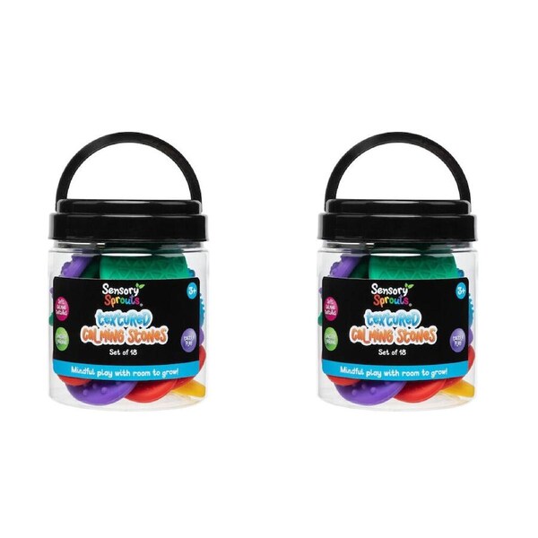 2x 18pc Sensory Sprouts Textured Calming Stones Set Kids Toy Multicoloured