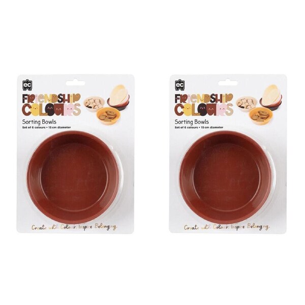 2x 6pc Educational Colours Friendship Colour Sorting Bowls 16cm Skin Tones