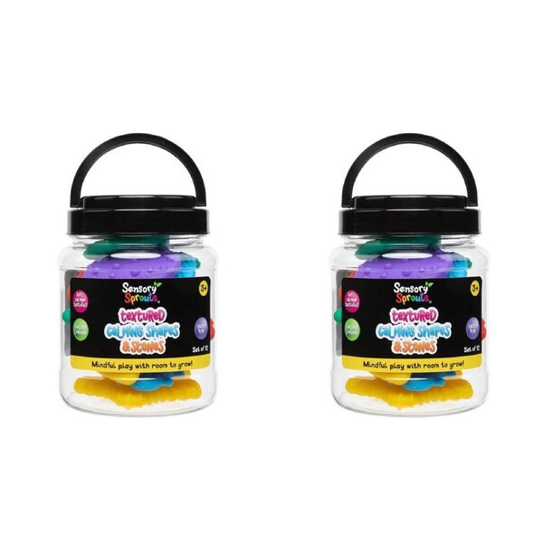 2x 12pc Sensory Sprouts Textured Calming Shapes & Stones Set Kids Toy Multi