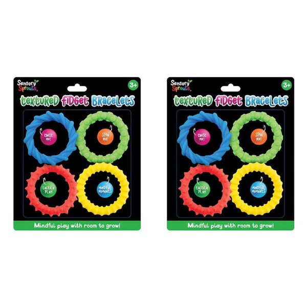 2PK Sensory Sprouts Textured Fidget Bracelets Set Kids Toy Multicoloured