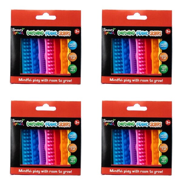 4x 8pc Sensory Sprouts Textured Fidget Strips Set Kids Toy Multicoloured
