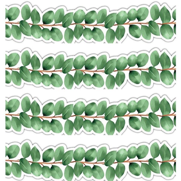 4x 12pc Learning Can Be Fun Eucalyptus Essentials Die-Cut Border Pack 90x7.7cm