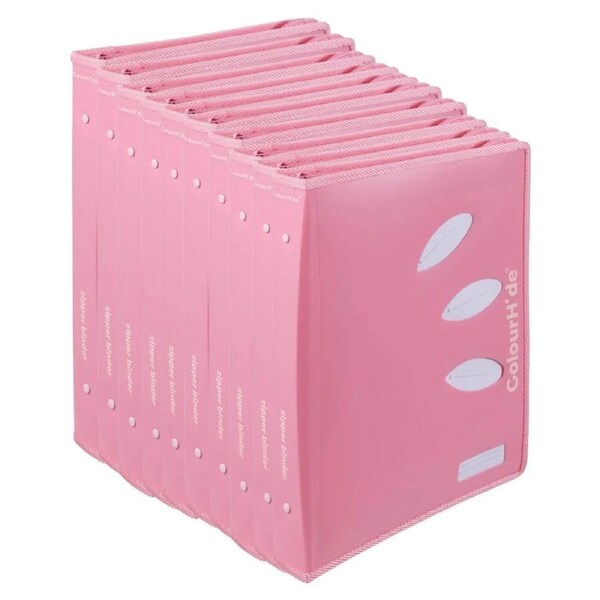 ColourHide Zip Binder A4 2 D-Ring 25mm Bubblegum Pink Bulk Pack 10