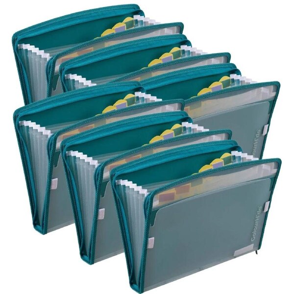 ColourHide Zip It Expanding File Teal Green Pack 6