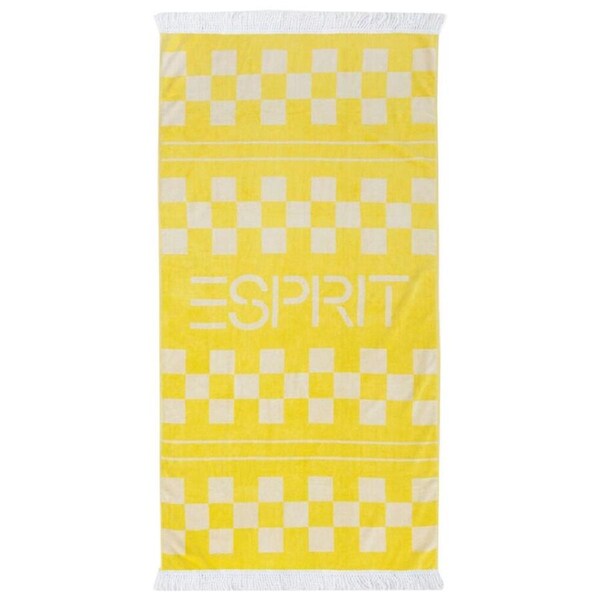 Esprit Bay Cotton Beach Towel 400gsm 80cm x 160cm Yellow Checkerboard