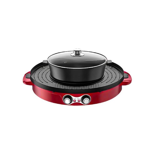 SOGA 2-in-1 44CM Electric Hot Pot BBQ Grill Maifan Stone Non-Stick Coating 2100W