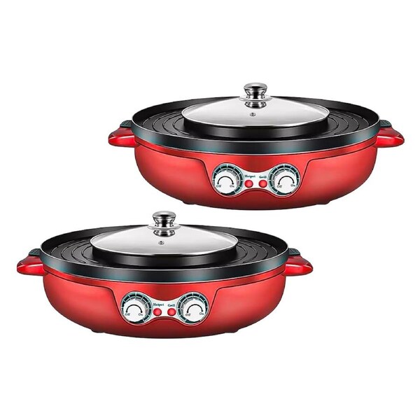 SOGA 2X 2-in-1 42CM Electric Hot Pot BBQ Grill Maifan Stone Non-Stick Coating 2100W