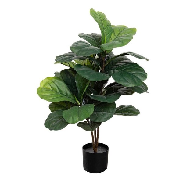 90cm Potted Faux Fiddle Leaf Fig Tree Artificial Plant Flower Green