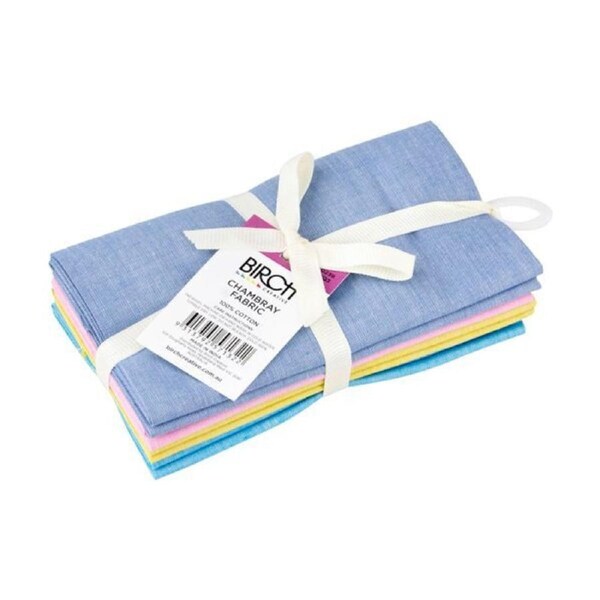 Patchwork Quilting Sewing Fabric Chambray Blue C Fat Quarter 4 Pack