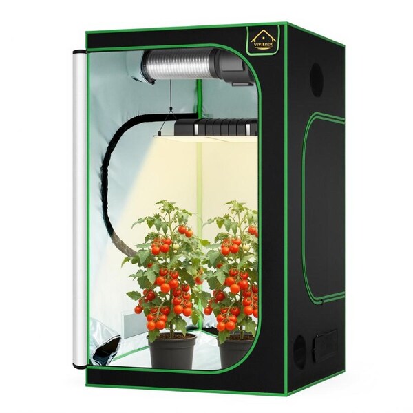 Hortikraft Grow Tent Kits Hydroponics Indoor Plant Room 1.2x1.2x2M 600D Oxford