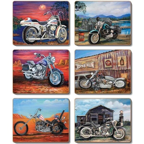 Cinnamon American Classic Motorbikes Cork Backed Placemats Set 6
