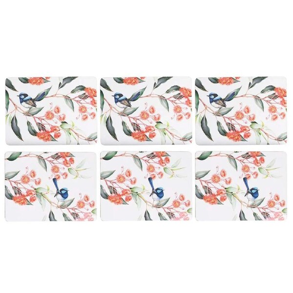 Ashdene Kitchen Cork Backed Placemats Blue Wren Eucalyptus Set 6