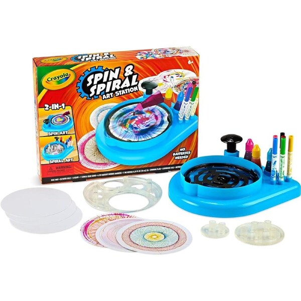Crayola Spin & Spiral Art Station 2-in-1 Creative Drawing and Spin Art Set Ages 6+