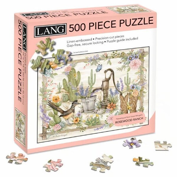 Lang Jigsaw Puzzle 500 Piece Rosewood Ranch Linen Embossed