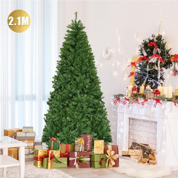 Costway 2.1m 11 Mode Pre-Lit Artificial Holiday Christmas Xmas Tree w/Multicolor Lights